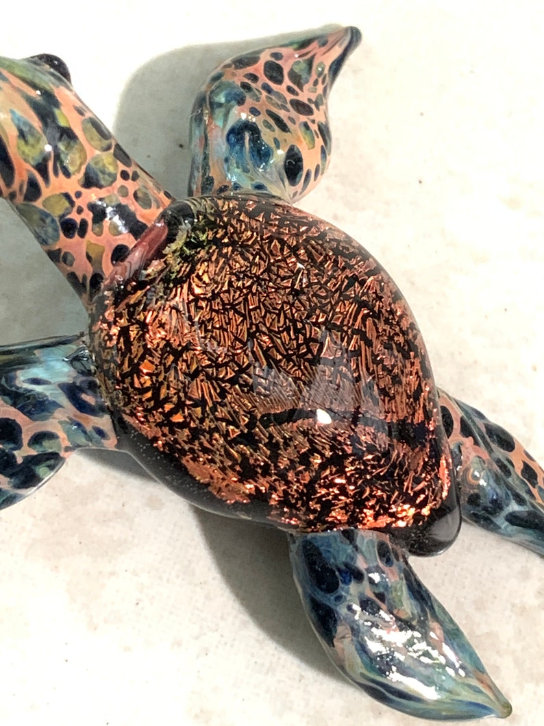 Dichroic Red/Orange Sea Turtle Pendant , Ladies Gift, Beach Gift, Jewelry Necklace, Love that Red image 5