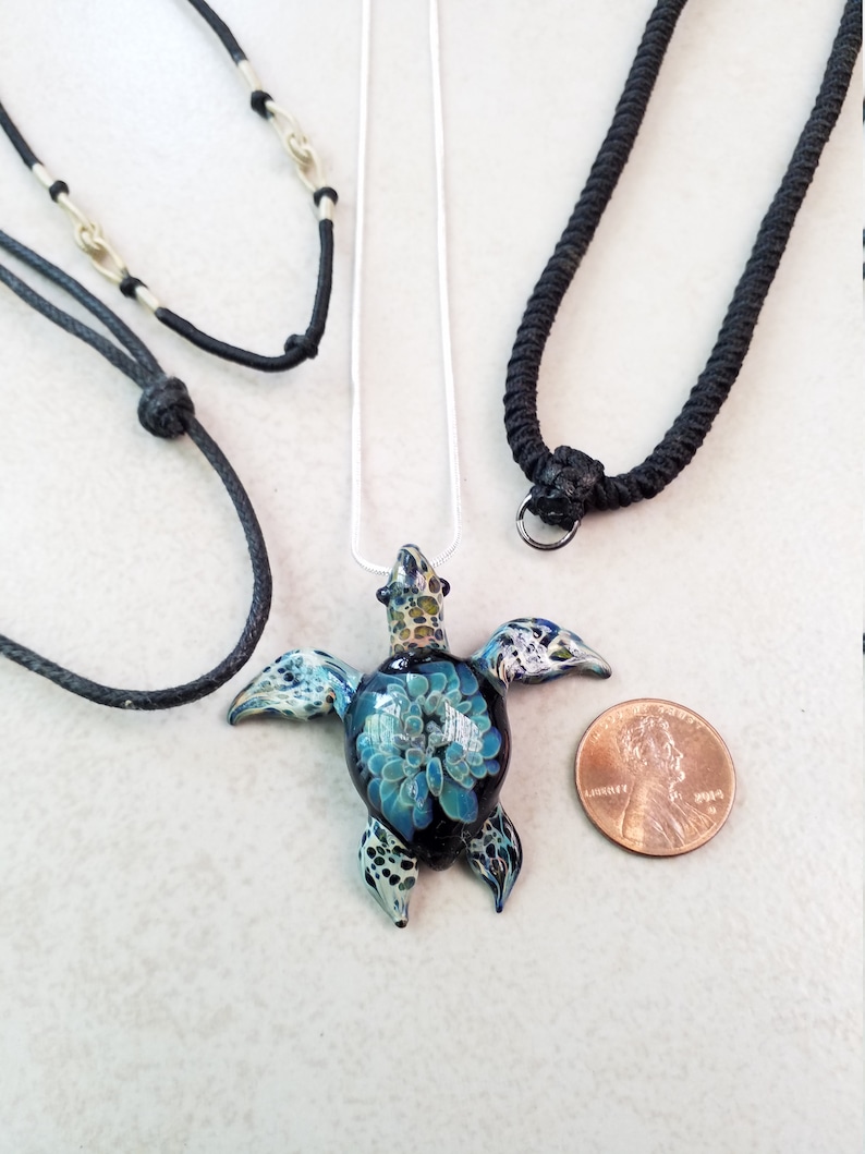 Sea Turtle Pendant Sea Turtle Necklace Gift for Mom Jewelry Pendant Necklace for Girlfriend Gift Aquatic Jewelry Glass Pendant image 5