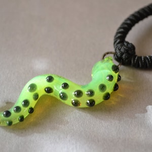 Octopus Tentacle pendant color Slime Green with Black Spots