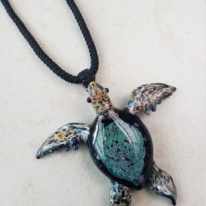 Turquoise Sea Turtle Necklace Blown Glass Pendant Turtle - Etsy