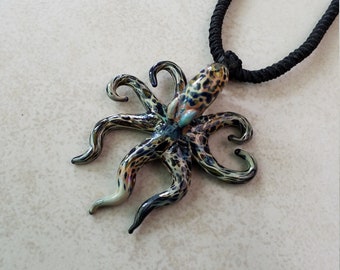 Ocean Octopus Pendant Necklace Octopus Jewelry Blown Glass Aquatic Gift for Men or Women Body Jewelry