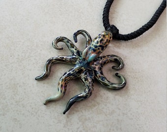 Blown Glass Octopus Pendant Necklace: Aquatic Jewelry Gift