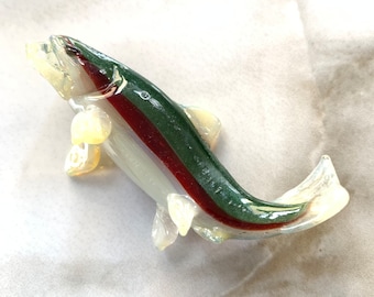 Blown Glass Trout Sculpture or Pendant: Angler Gift Jewelry for Fisherman