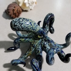 Octopus Sculpture Glass Octopus Nautical Ocean Art Figurine Hand blown Glass Octopus Art Glass Home Decor Glass Art Collection image 3