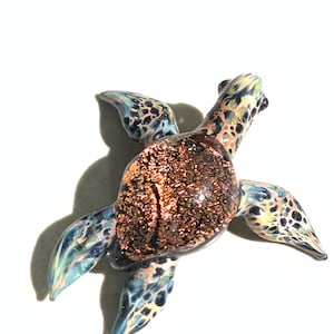 Dichroic Red/Orange Sea Turtle Pendant , Ladies Gift, Beach Gift, Jewelry Necklace, Love that Red image 1
