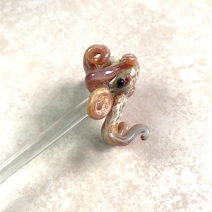 Hand Blown Glass Octopus Swizzle Stick, Cocktail Stirrer Beach Bar Accessory image 6