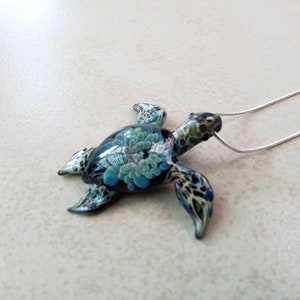 Sea Turtle Pendant Sea Turtle Necklace Gift for Mom Jewelry Pendant Necklace for Girlfriend Gift Aquatic Jewelry Glass Pendant image 7