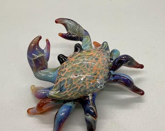 Hand Blown Glass Crab Sculpture – Coastal Ocean Art by GLASSnFIRE