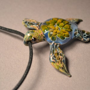 Siberia Blue Sea Turtle Pendant Nice Sister Gift for Him Glass Natue Gifts image 2