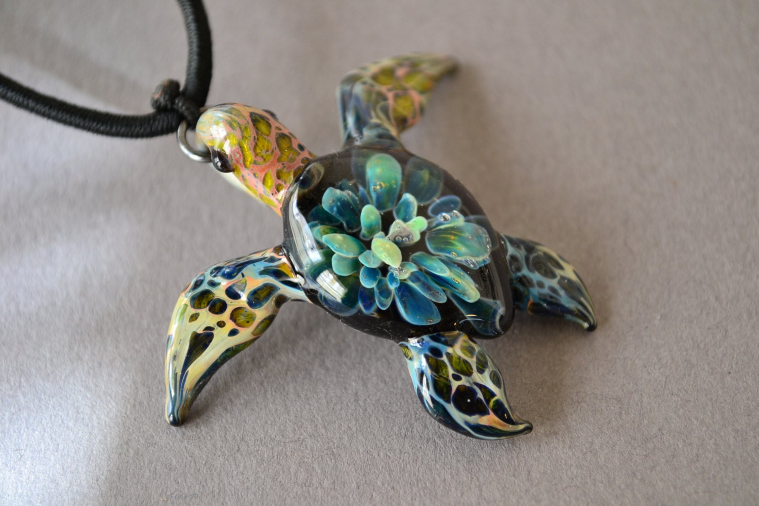 Blown Glass Pendant Necklace Sea Turtle Necklace Sea Turtle | Etsy
