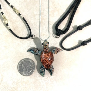 Dichroic Red/Orange Sea Turtle Pendant , Ladies Gift, Beach Gift, Jewelry Necklace, Love that Red image 6
