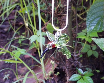 Collana Donna Con Ciondolo Colibrì E Fiore In Acciaio Inossidabile - Gioiello A Goccia, Simbolo Di Speranza E Buona Fortuna, Regalo Significativo