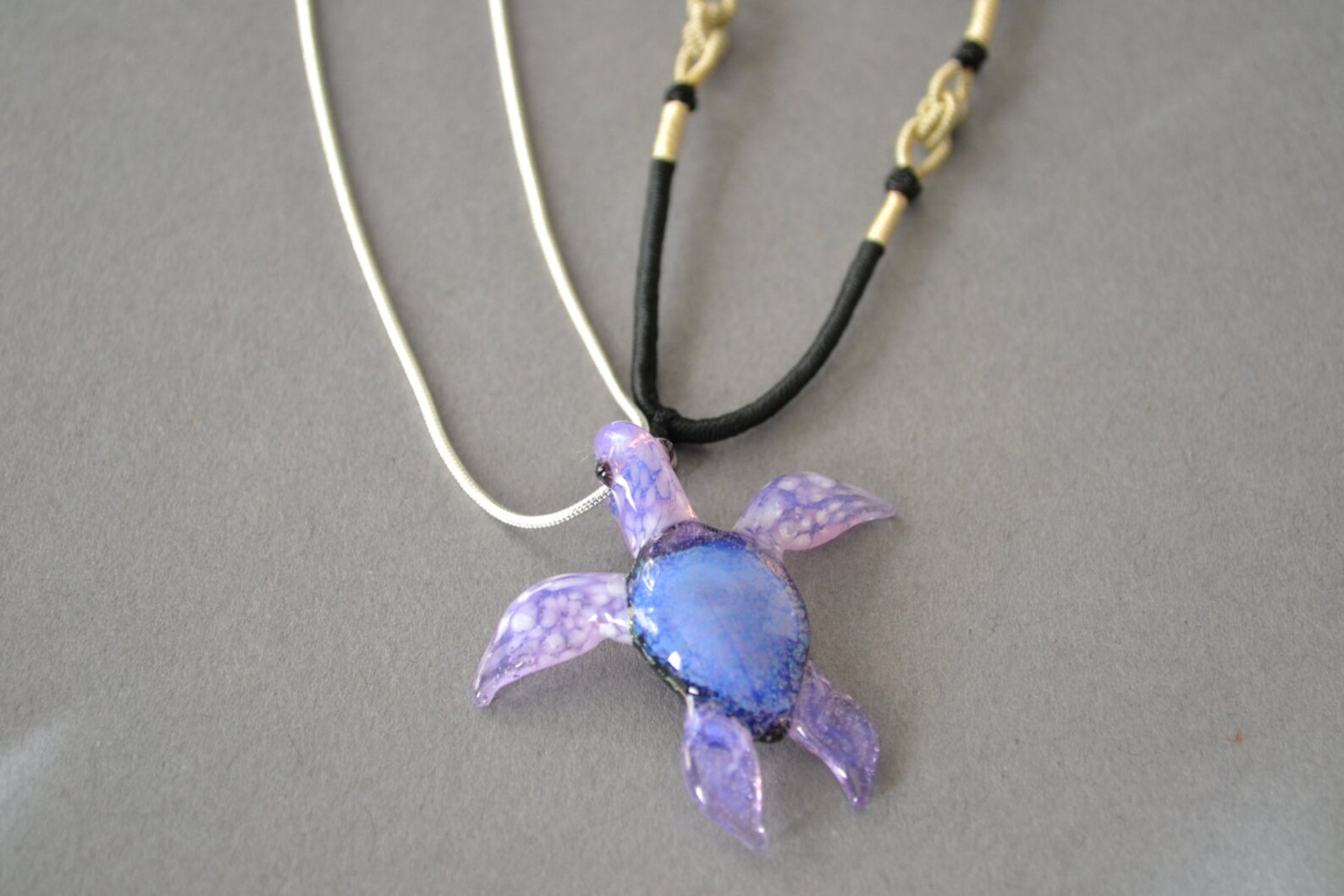 Purple spotted Sea Turtle Pendant with blue gold dichroic Etsy