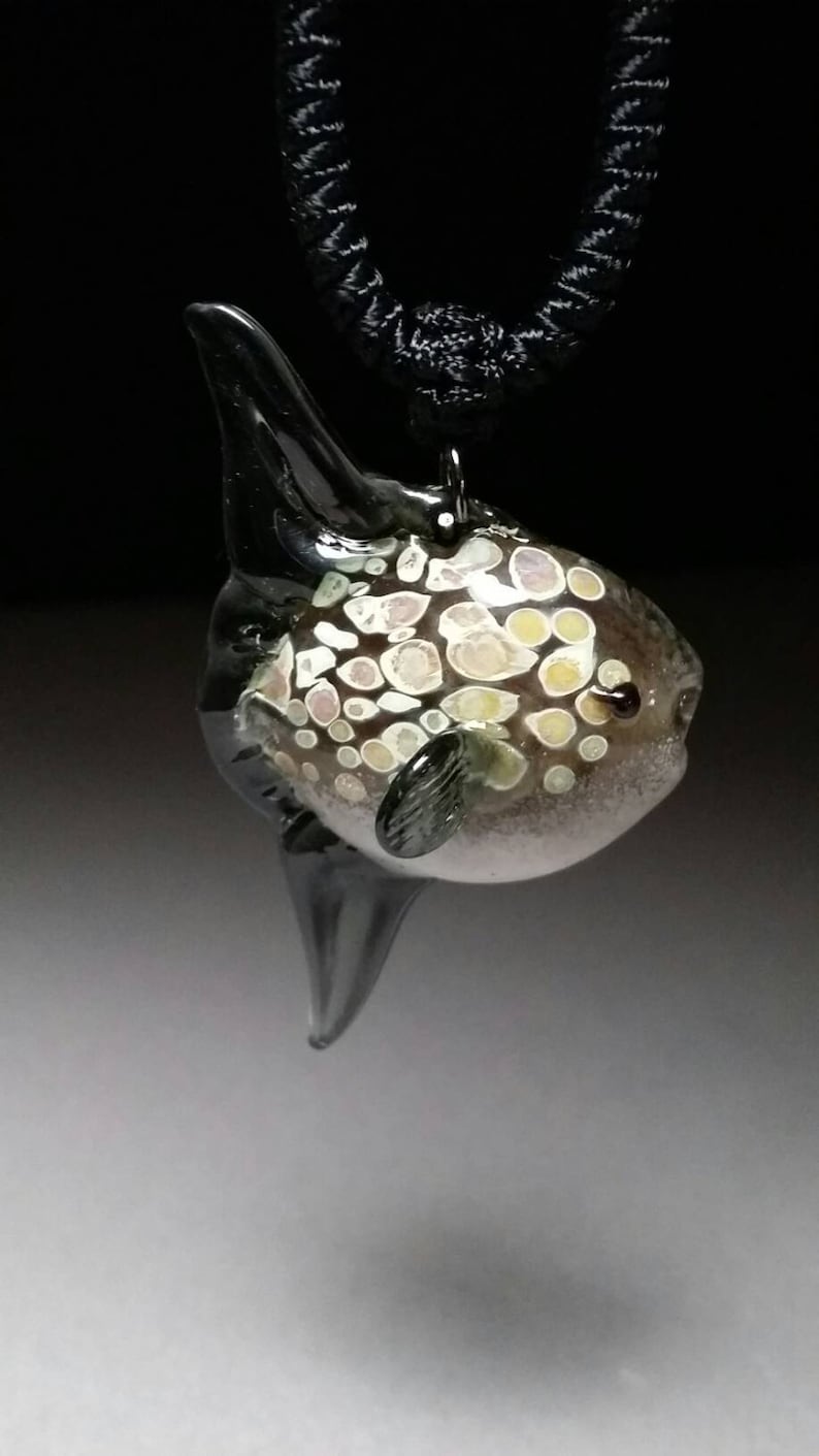 Mola Mola Pendant Ocean Jewelry Blown Glass Necklace Sun Fish Pendant Beach Glass Ocean Decor Nautical Collection image 3