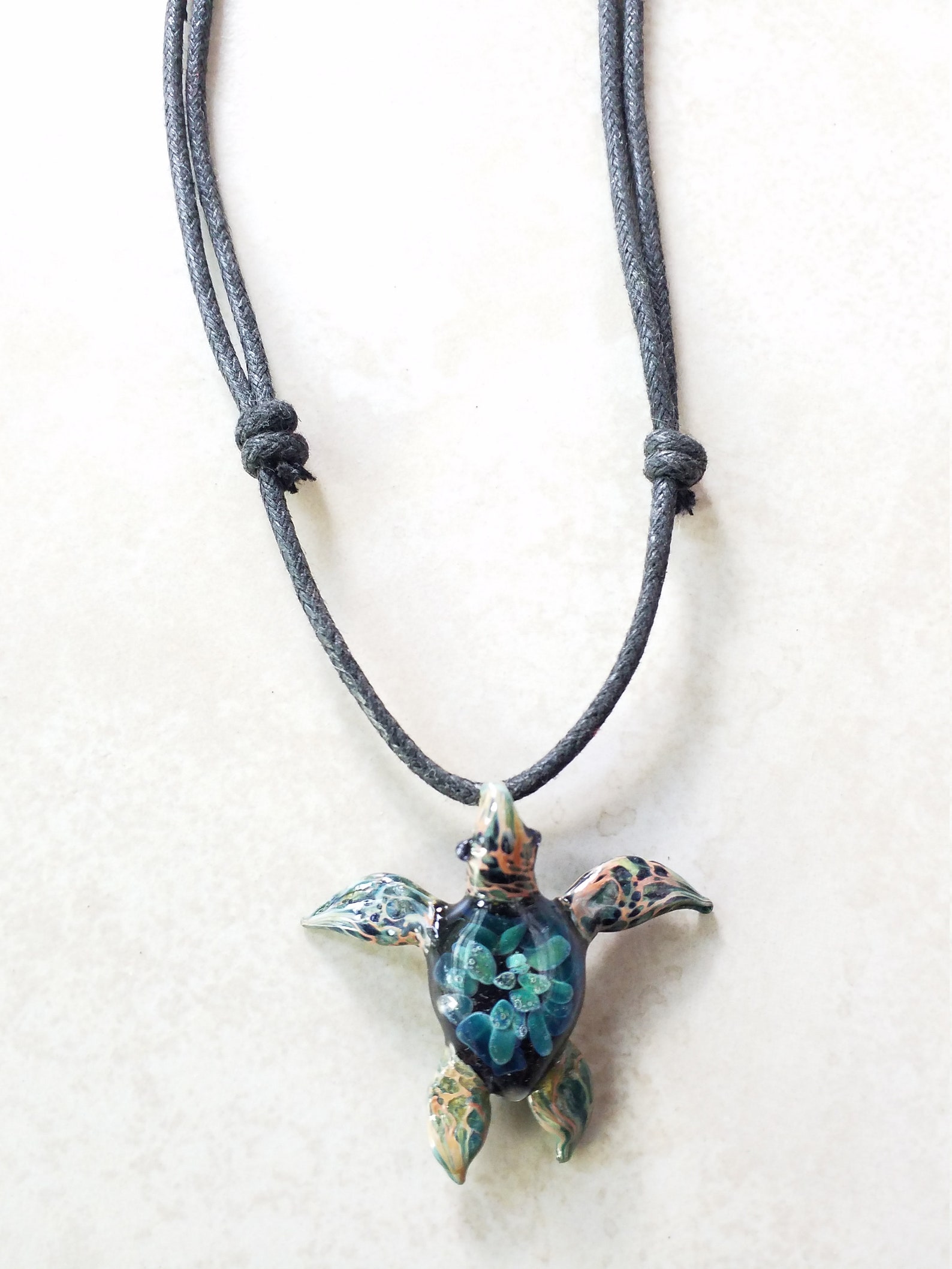 Coral Reef Jewelry Sea Turtle Pendant Blown Glass Jewelry Etsy