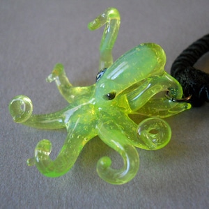 Ocean Lime Green Octopus Pendant Necklace Glass Pendant Ocean Art Jewelry