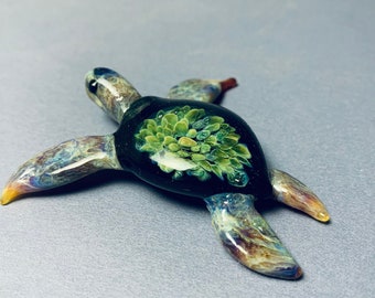 Glass Sea Turtle Pendant Necklace extra large