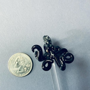 Hand Blown Glass Octopus Swizzle Stick, Cocktail Stirrer Beach Bar Accessory image 17