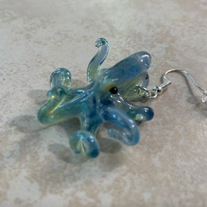 Blue Pearl Octopus Earrings Glass Jewelry Kraken Dangle Earrings Girlfriend Gift for Her a Gift Idea image 7