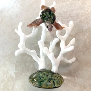 Sea Turtle Sculpture with Coral Reef Desk Office Gift Endangered Seaturtle image 5