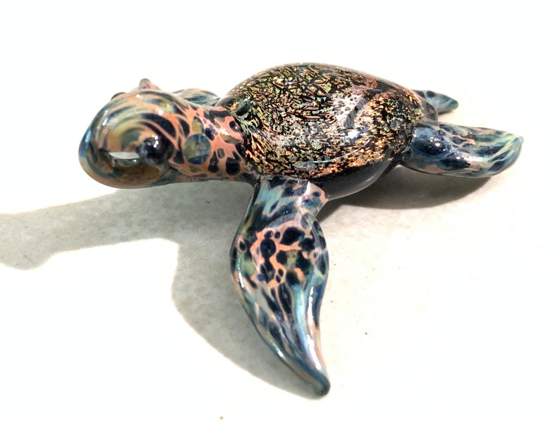 Dichroic Red/Orange Sea Turtle Pendant , Ladies Gift, Beach Gift, Jewelry Necklace, Love that Red image 10