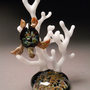 Sea Turtle Sculpture with Coral Reef Desk Office Gift Endangered Seaturtle image 7