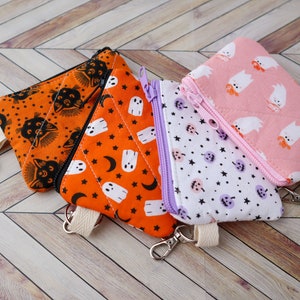 Halloween Cotton Quilted Zipper Pouch, Quilted Coin Purse, Cute Quilted Zipper Pouch, Keychain Zipper Coin Purse, Small Cute Gift for Friend