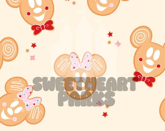 Magical Mouse Gingerbread Cookie Christmas CREAM | Seamless Repeating Pattern | Digital File | Fabric Sublimation
