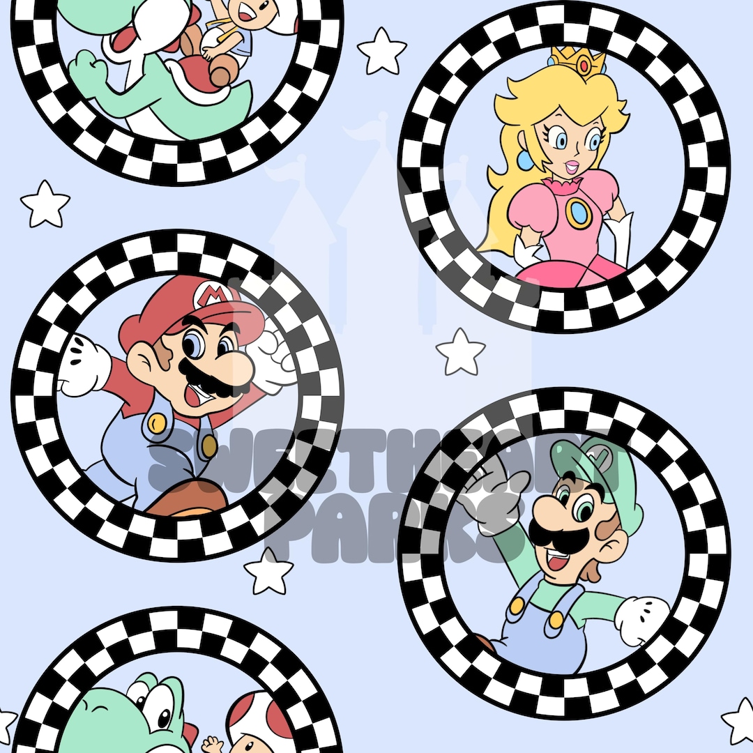 Brothers Pattern Background Video Game Brothers Seamless Pattern: Princess Checkered Frame (digital ...