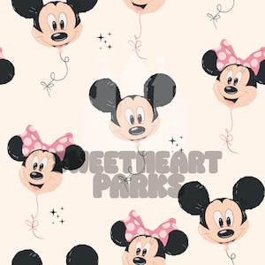 Magical Mouse Balloon Balloons CREAM | Seamless Repeating Pattern | Digital File | Fabric Sublimation