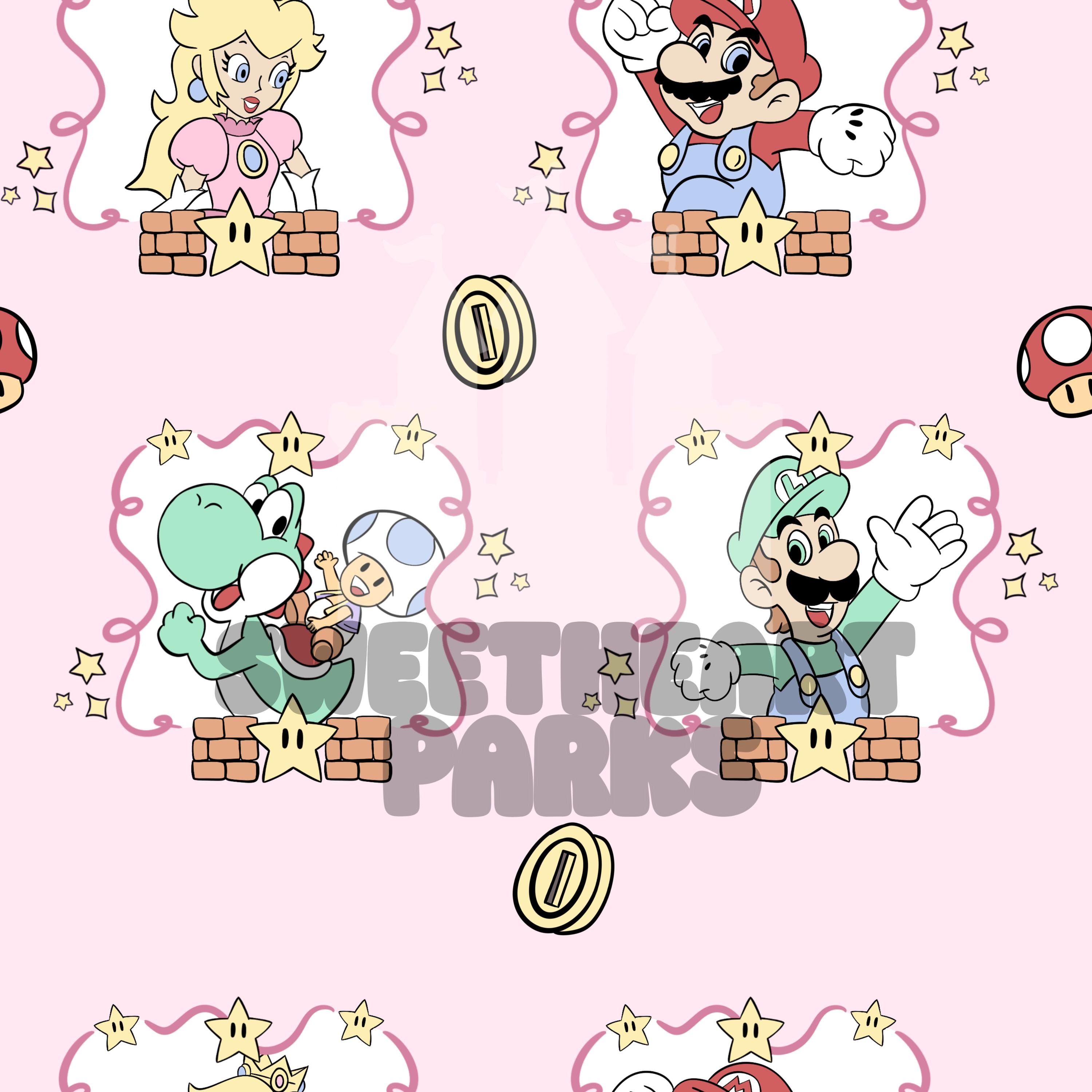 Brothers Pattern Background Video Game Brothers Seamless Pattern Pink Pastel (digital File) - Etsy