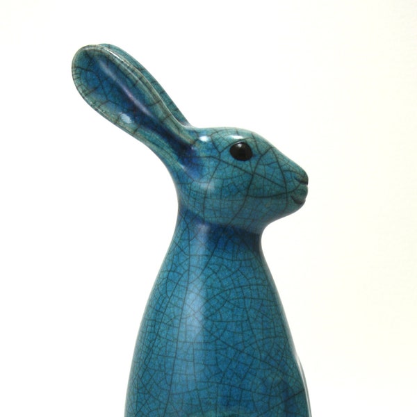 Standing Hare Raku fired ceramic pottery sculpture