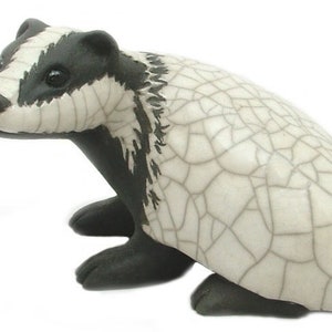 Badger - ceramic raku fired pottery animal british wildlife woodland sculpture