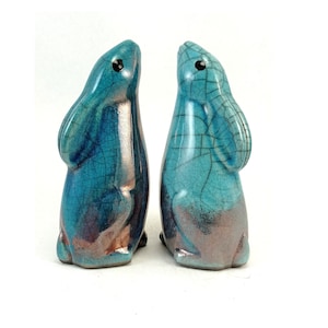 small Moon gazing Hare ceramic raku fired animal sculpture pottery image 3