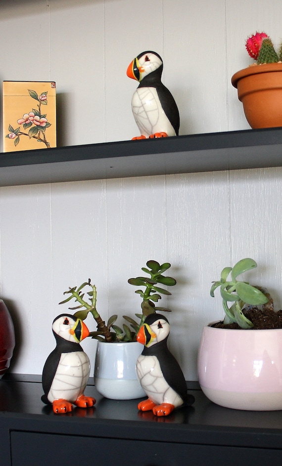 Standing Puffin in FULL COLOUR - Small - Ceramic Raku Fired