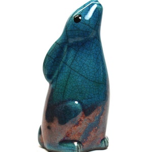 small Moon gazing Hare ceramic raku fired animal sculpture pottery image 5