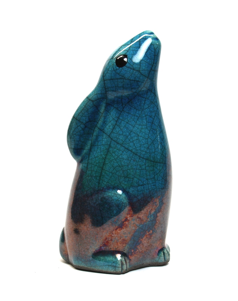 small Moon gazing Hare ceramic raku fired animal sculpture pottery image 5