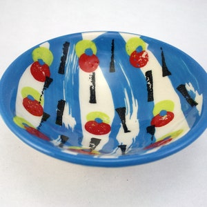 Handthrown small ceramic patterned bowl, Nibbles snack tapas dipping dish, jewellery ring bowl pottery image 3