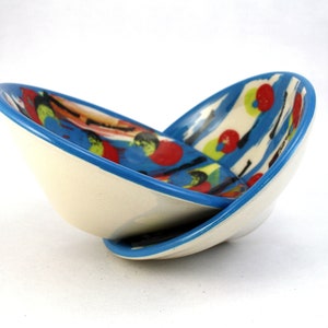 Handthrown small ceramic patterned bowl, Nibbles snack tapas dipping dish, jewellery ring bowl pottery image 7
