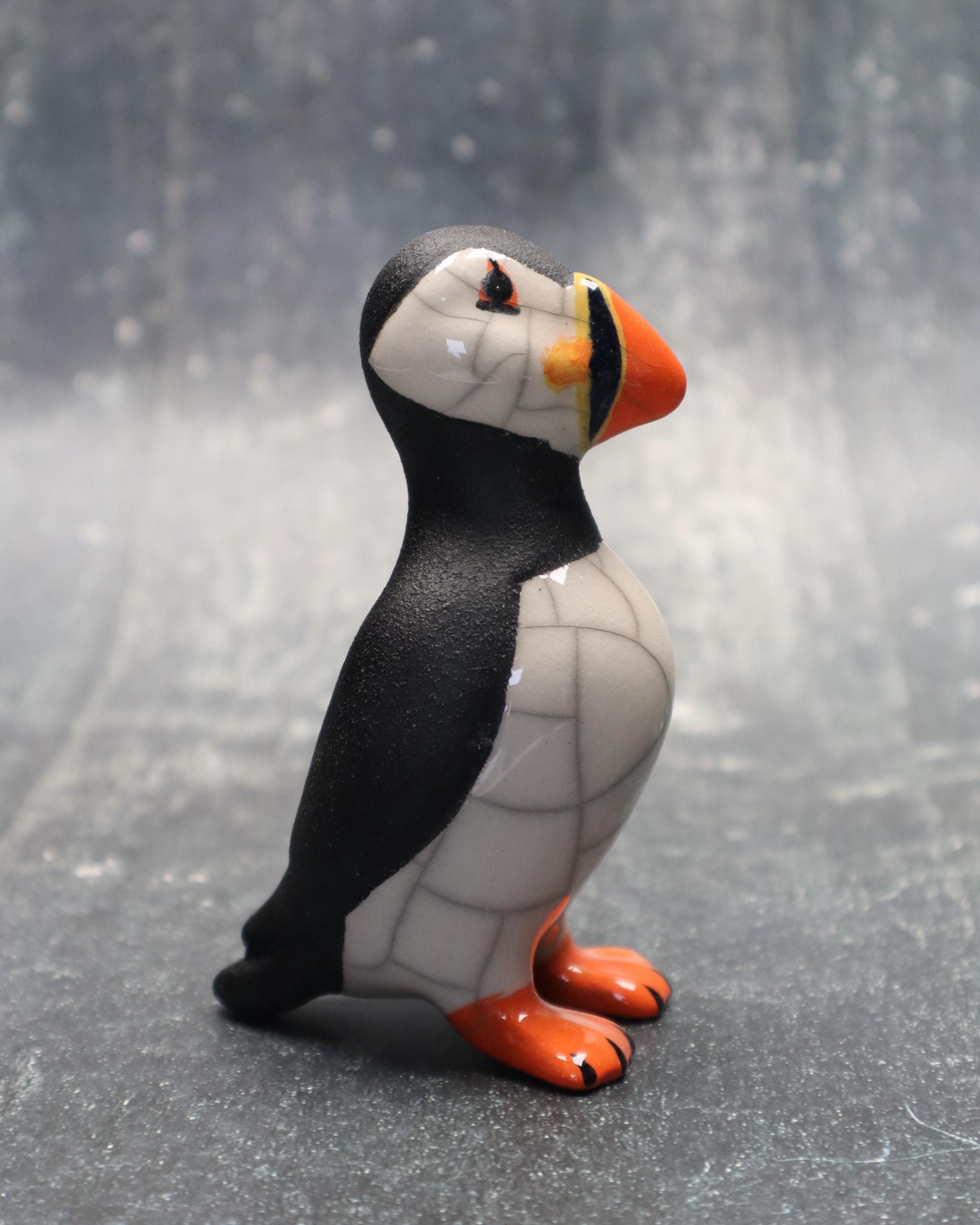 Standing Puffin in FULL COLOUR - Small - Ceramic Raku Fired