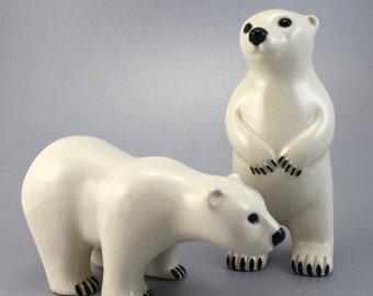 小さなシロクマの立ち姿 - 陶器の楽焼と焼き物の彫刻 - Etsy 日本