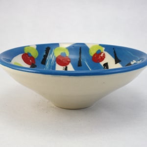 Handthrown small ceramic patterned bowl, Nibbles snack tapas dipping dish, jewellery ring bowl pottery image 1