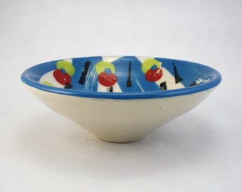 Handthrown small ceramic patterned bowl, Nibbles snack tapas dipping dish, jewellery ring bowl pottery