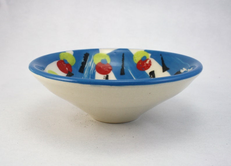 Handthrown small ceramic patterned bowl, Nibbles snack tapas dipping dish, jewellery ring bowl pottery image 1