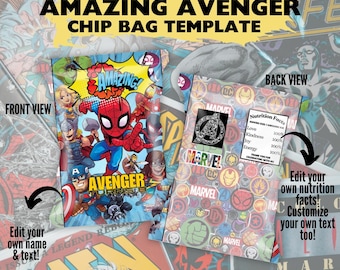 Erstaunliche Avenger Chip Tasche bearbeitbare Vorlage