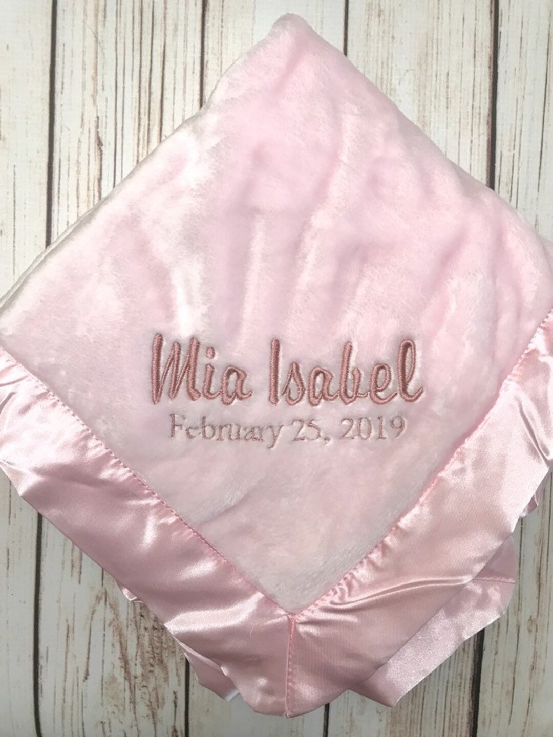Satin Edge Personalized Embroidered Baby Blanket GREAT BABY GIFT