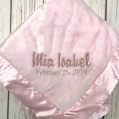 Satin Edge Waffle Blanket Personalized Embroidered GREAT BABY Etsy