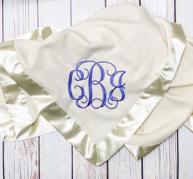Satin Edge Waffle Blanket Personalized Embroidered GREAT BABY Etsy