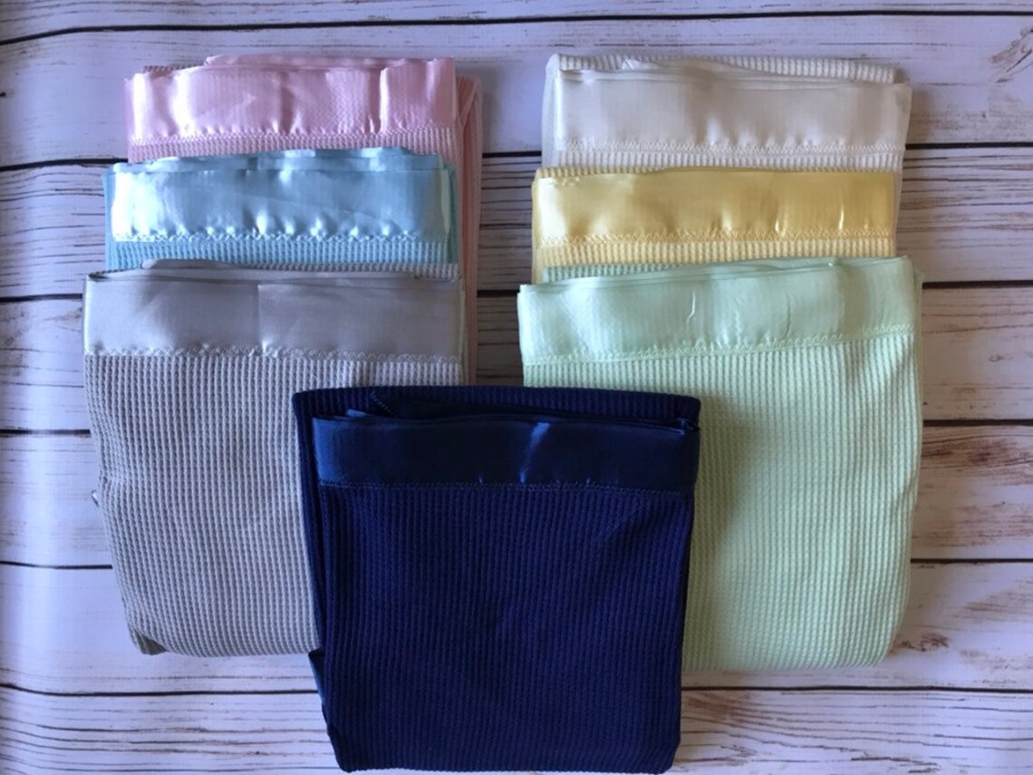 Satin edge Waffle Blanket Personalized embroidered GREAT BABY Etsy