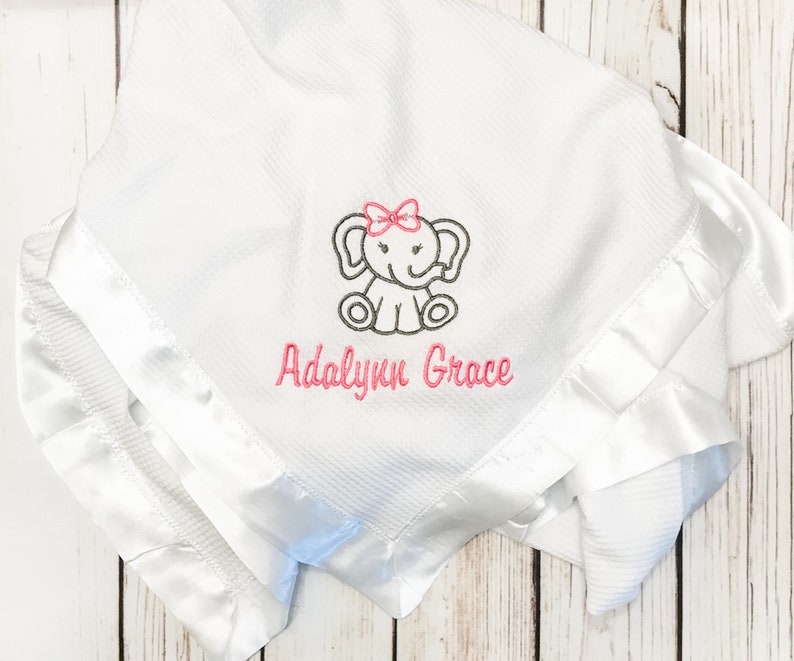 Satin Edge Waffle Blanket Personalized Embroidered GREAT BABY Etsy